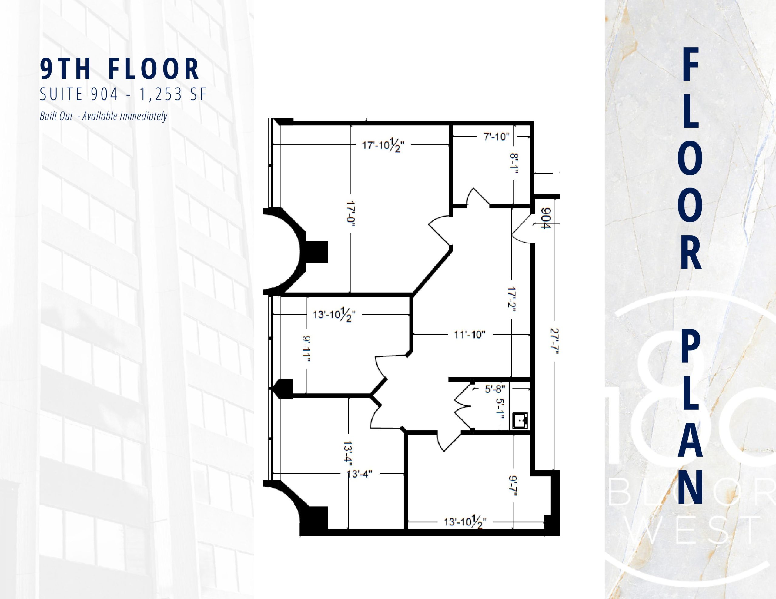 Suite 904, 1,253 Sq. Ft., Available immediately